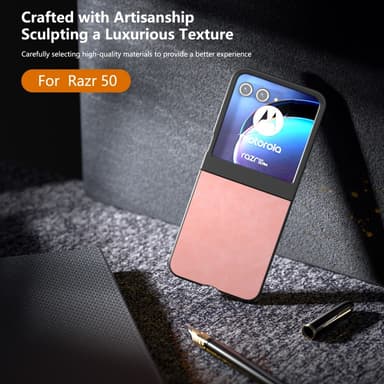 SKALO Motorola Razr 50 5G ABEEL PU Nahka Fold Suojakuori - Pinkki