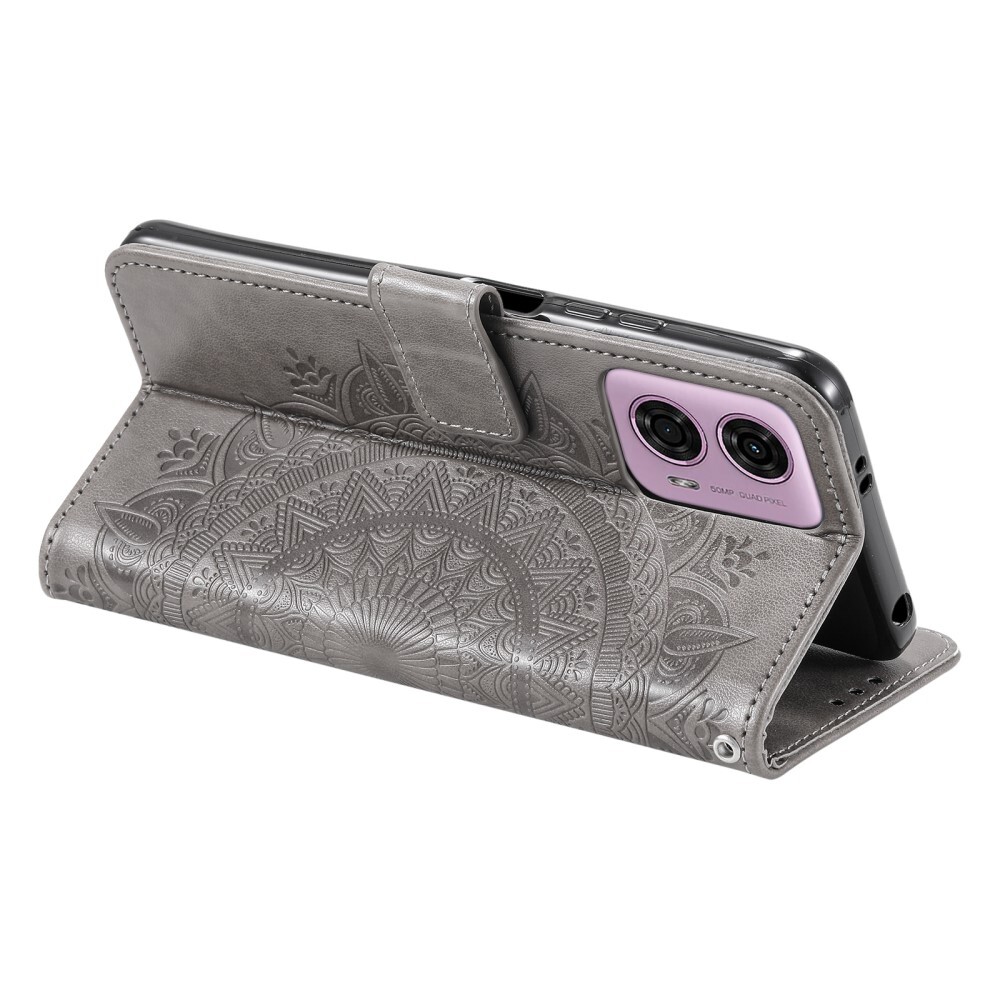 SKALO Motorola Moto G85 5G Mandala lompakkokotelo - Harmaa
