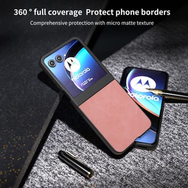 SKALO Motorola Razr 50 5G ABEEL PU Nahka Fold Suojakuori - Pinkki