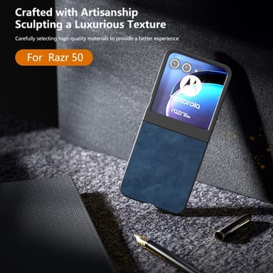 SKALO Motorola Razr 50 5G ABEEL PU Nahka Fold Suojakuori - Sininen