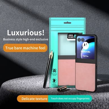 SKALO Motorola Razr 50 5G ABEEL PU Nahka Fold Suojakuori - Pinkki