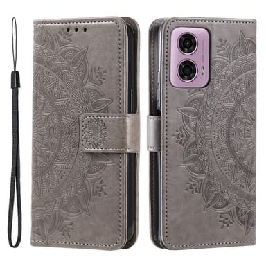 SKALO Motorola Moto G85 5G Mandala lompakkokotelo - Harmaa