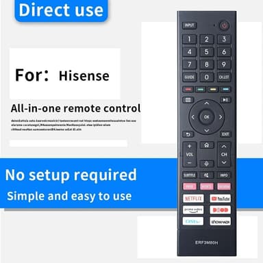 Television kaukosäädin Korvaa ERF3M80H Hisense TV:lle