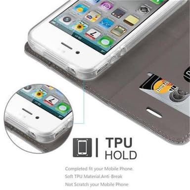 iPhone 4 / 4S Suojakuori Lompakkokotelo (harmaa)