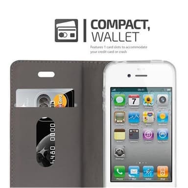 iPhone 4 / 4S Suojakuori Lompakkokotelo (harmaa)
