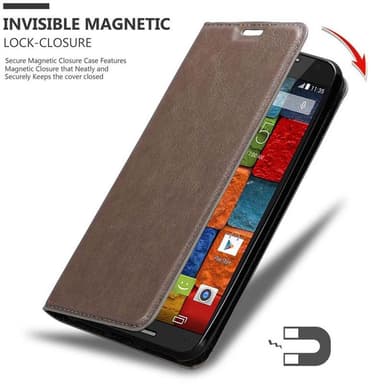 Motorola MOTO X2 Suojakuori Lompakkokotelo (Ruskea)