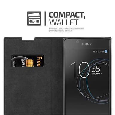 Sony Xperia L1 Suojakuori Lompakkokotelo (Musta)