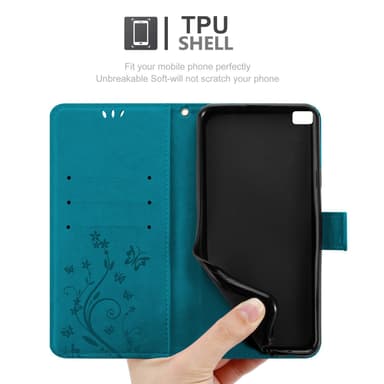 Huawei P8 Suojakuori Lompakkokotelo (Sininen)