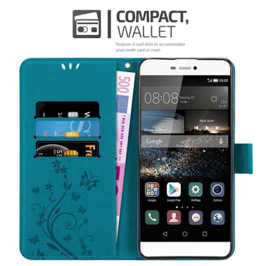 Huawei P8 Suojakuori Lompakkokotelo (Sininen)