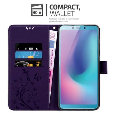 Samsung Galaxy A6s Suojakuori Lompakkokotelo (Violetti)