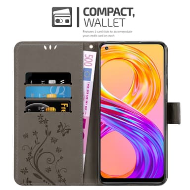 Realme 8 4G / 8 PRO Suojakuori Lompakkokotelo (harmaa)