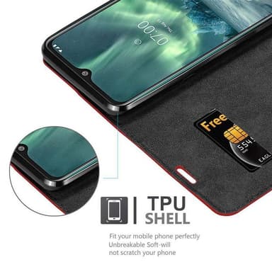 Nokia 7.2 Suojakuori Lompakkokotelo (Punainen)