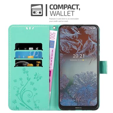 Nokia G10 / G20 Suojakuori Lompakkokotelo (Turkoosi)