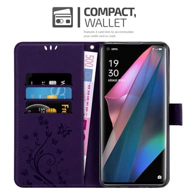 Oppo FIND X3 PRO Suojakuori Lompakkokotelo (Violetti)