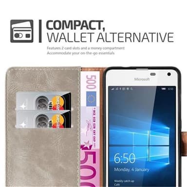 Nokia Lumia 650 Suojakuori Lompakkokotelo (Ruskea)