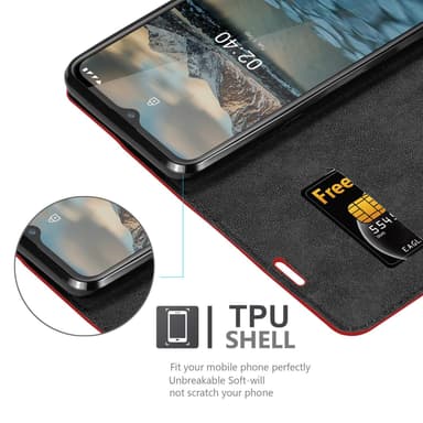 Nokia 2.4 Suojakuori Lompakkokotelo (Punainen)