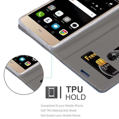 Huawei P8 MAX Suojakuori Lompakkokotelo (Sininen)