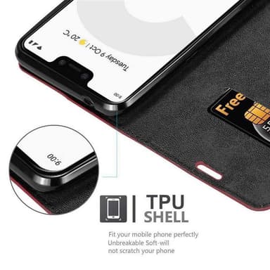 Google PIXEL 3 XL Suojakuori Lompakkokotelo (Punainen)