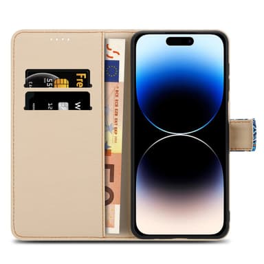 iPhone 14 PRO Suojakuori Lompakkokotelo (Sininen)