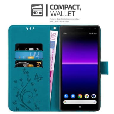 Sony Xperia 8 Suojakuori Lompakkokotelo (Sininen)