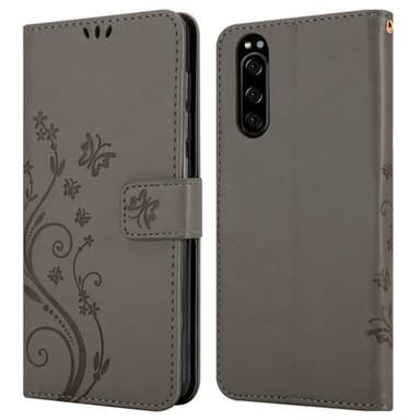 Sony Xperia 5 Suojakuori Lompakkokotelo (harmaa)
