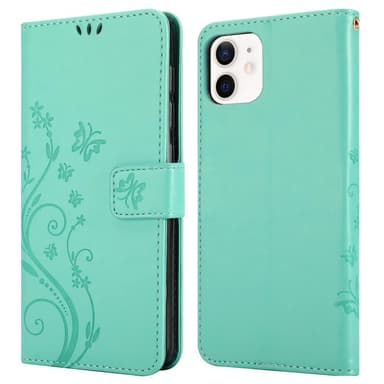 iPhone 12 MINI Suojakuori Lompakkokotelo (Turkoosi)