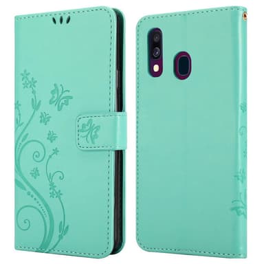 Samsung Galaxy A40 Suojakuori Lompakkokotelo (Turkoosi)