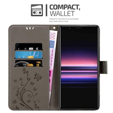 Sony Xperia 5 Suojakuori Lompakkokotelo (harmaa)