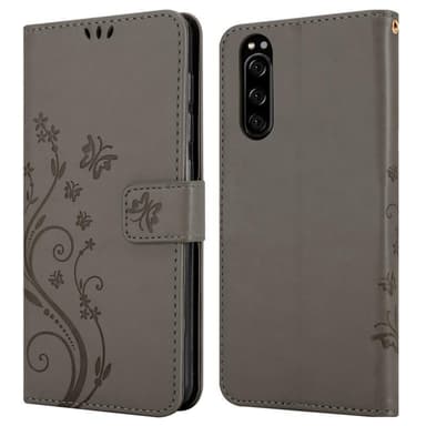 Sony Xperia 5 Suojakuori Lompakkokotelo (harmaa)