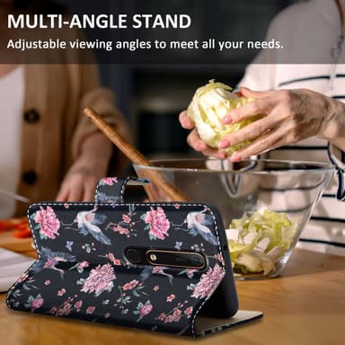 Nokia 6.1 Suojakuori Lompakkokotelo (Musta)