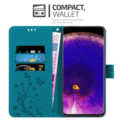 Oppo FIND X5 PRO Suojakuori Lompakkokotelo (Sininen)