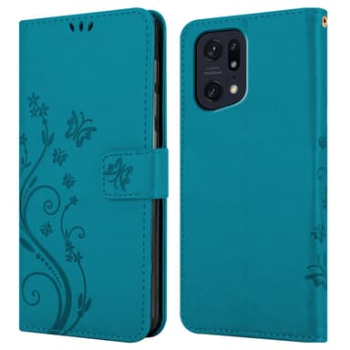 Oppo FIND X5 PRO Suojakuori Lompakkokotelo (Sininen)