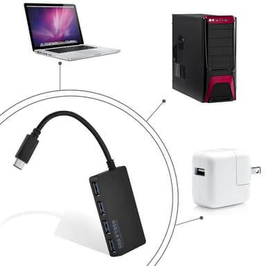 4-porttinen USB 3.0 moniliitäntäinen USB-keskitin