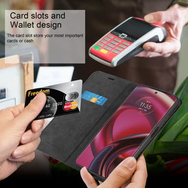 Motorola EDGE 30 Suojakuori Lompakkokotelo (Musta)