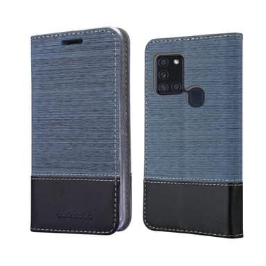 Samsung Galaxy A21s Suojakuori Lompakkokotelo (Sininen)