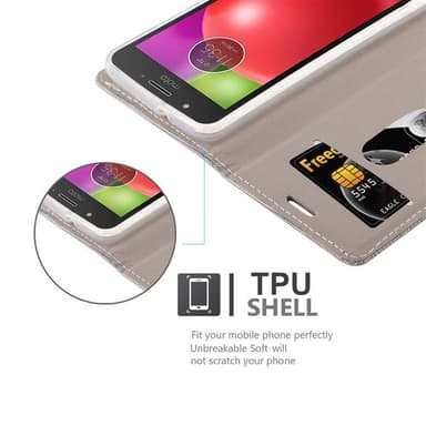 Motorola MOTO E4 Suojakuori Lompakkokotelo (harmaa)