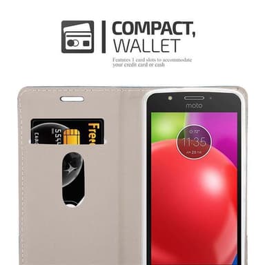 Motorola MOTO E4 Suojakuori Lompakkokotelo (harmaa)