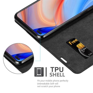 Oppo Reno4 PRO Suojakuori Lompakkokotelo (Musta)