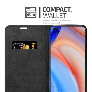 Oppo Reno4 PRO Suojakuori Lompakkokotelo (Musta)