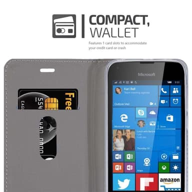 Nokia Lumia 550 Suojakuori Lompakkokotelo (harmaa)