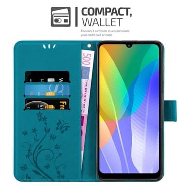 Huawei Y6P Suojakuori Lompakkokotelo (Sininen)