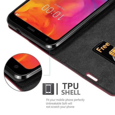 LG Q7 / Q7a / Q7+ Suojakuori Lompakkokotelo (Punainen)