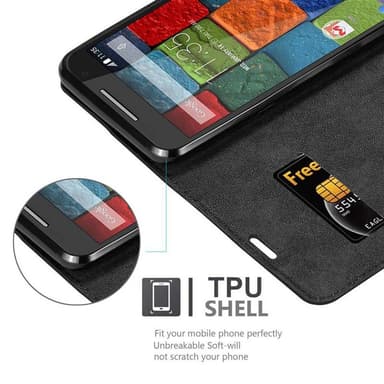 Motorola MOTO X2 Suojakuori Lompakkokotelo (Musta)