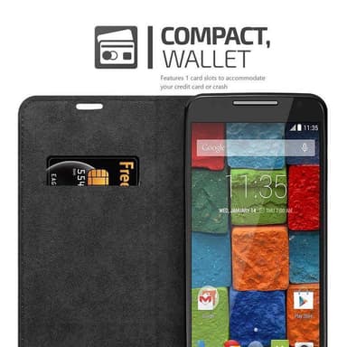 Motorola MOTO X2 Suojakuori Lompakkokotelo (Musta)