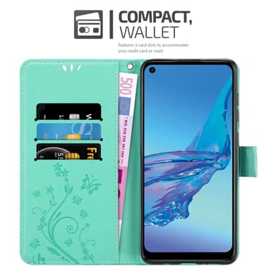 Oppo A53s Suojakuori Lompakkokotelo (Turkoosi)