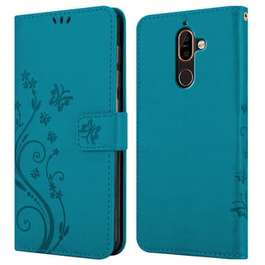 Nokia 7 PLUS Suojakuori Lompakkokotelo (Sininen)