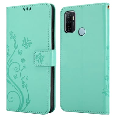 Oppo A53s Suojakuori Lompakkokotelo (Turkoosi)