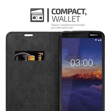 Nokia 3.1 Suojakuori Lompakkokotelo (Musta)