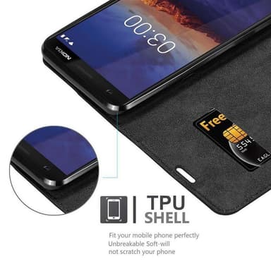 Nokia 3.1 Suojakuori Lompakkokotelo (Musta)