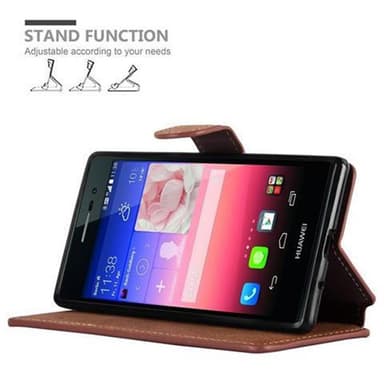 Huawei ASCEND P7 Suojakuori Lompakkokotelo (Ruskea)